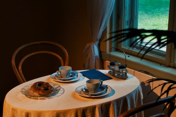 Breakfast set for two at a private lodge